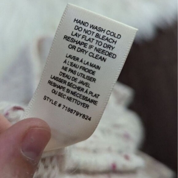 Rebecca Taylor Merino Wool Pink Confetti TWEED CABLEKnit XS Cream Sweater - Picture 9 of 10